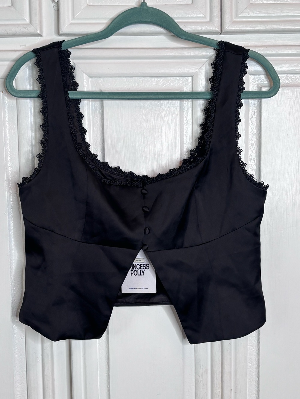Princess Polly Black Lace-Trim Bustier Tank sz8